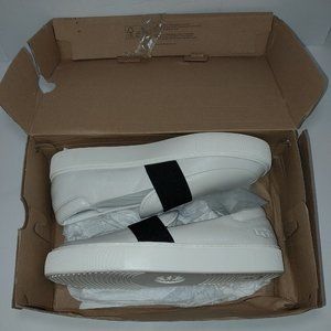 UGG Womens 12 White CHAYZE Slip On Leather Platform Loafer Sneakers Black Strap
